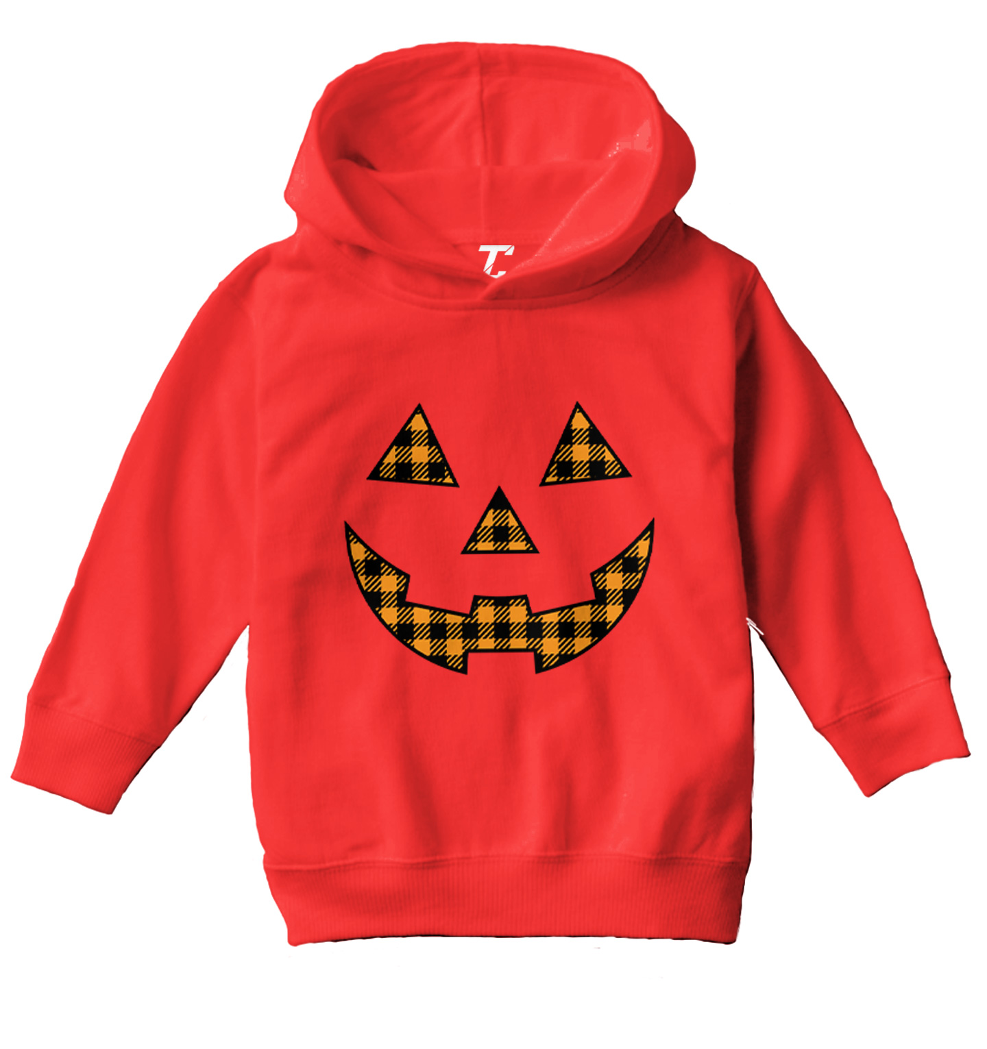 Plaid Pumpkin Face - Halloween Outfit Costume Toddler/Youth Hoodie - Picture 10 of 12