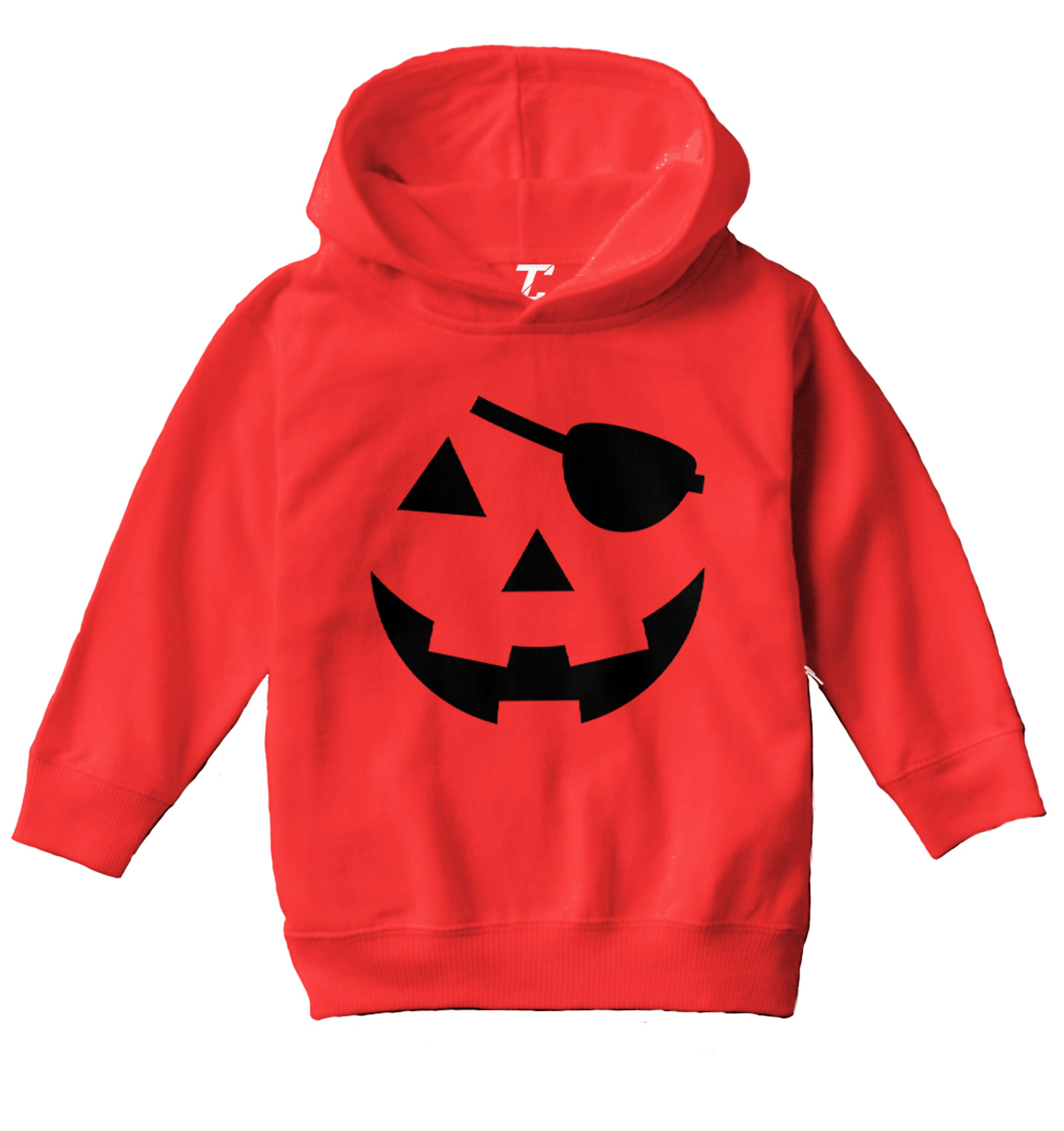 Pirate Pumpkin Face - Halloween Outfit Costume Eyepatch Toddler/Youth Hoodie - Picture 8 of 10