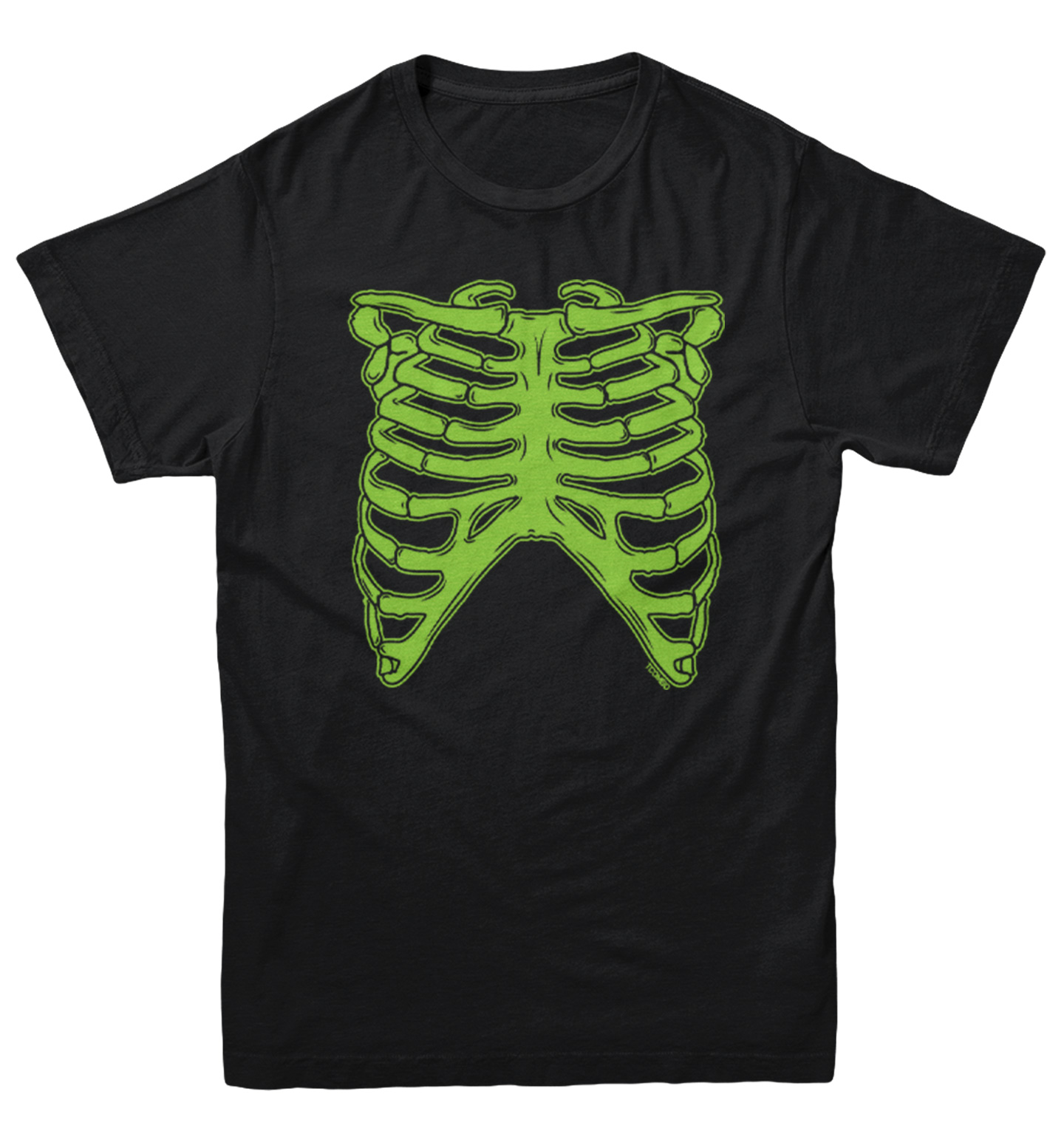 Skeleton Ribcage Neon - Green Bones Outfit Costume Youth T-Shirt - Picture 2 of 20