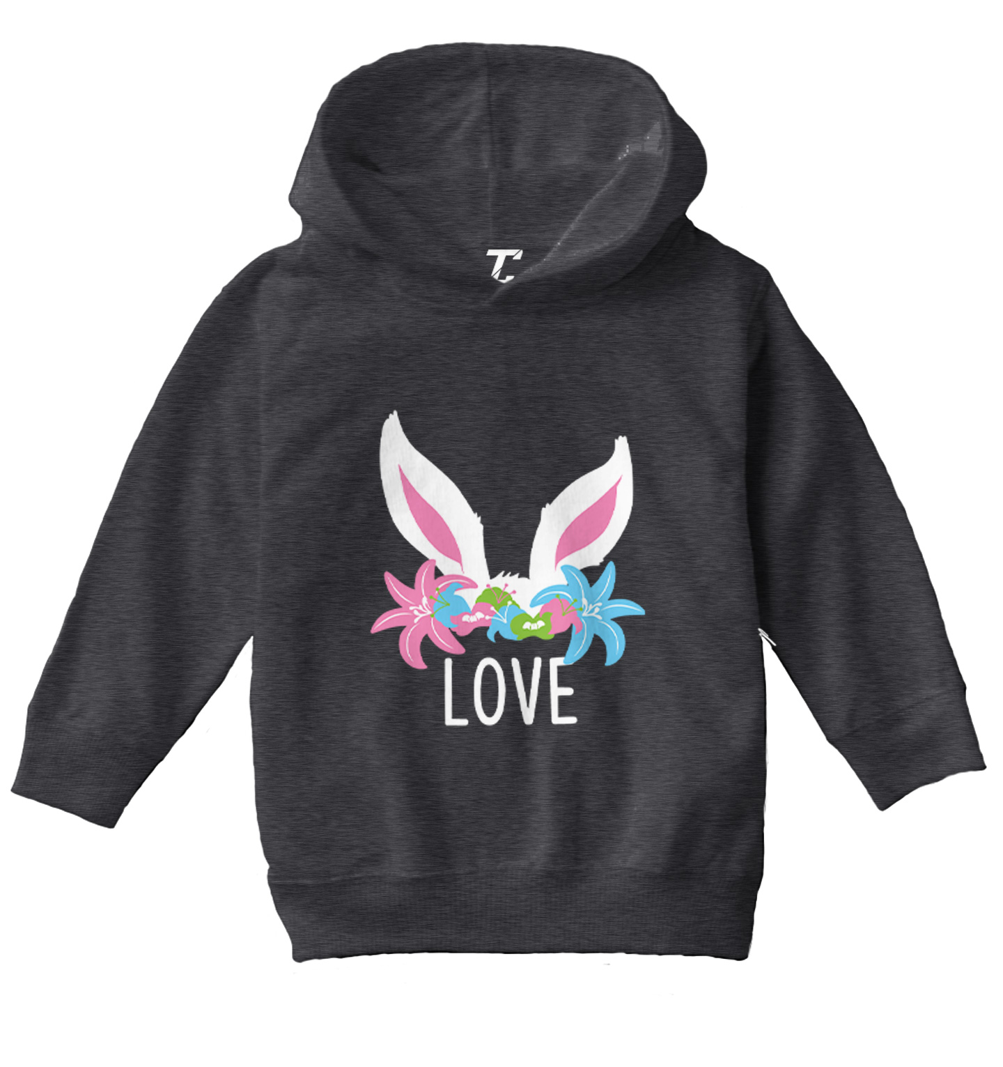 Love Bunny Ears - Easter Rabbit Cute Adorable Flowers Toddler/Youth Hoodie - Picture 3 of 12