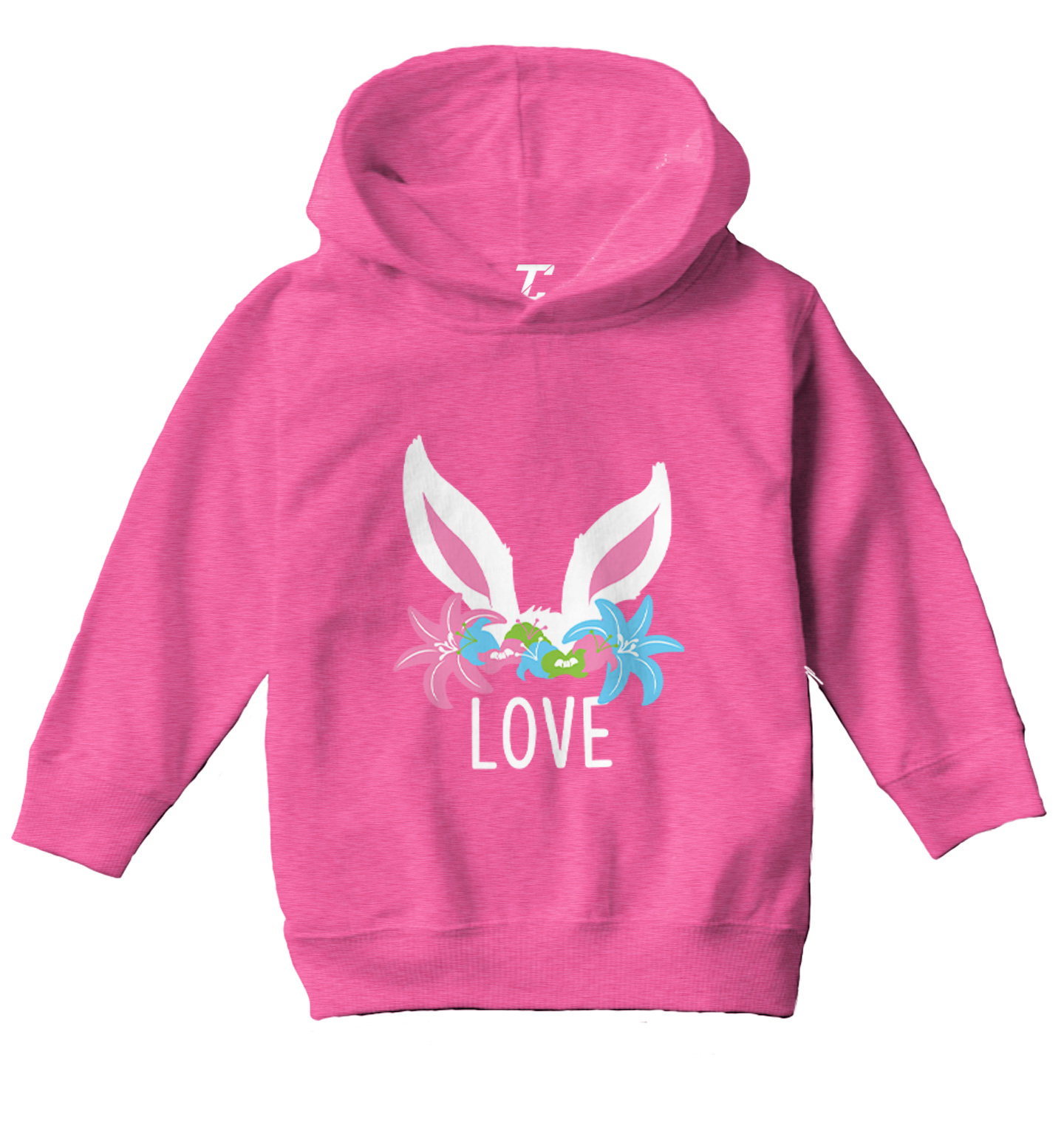 Love Bunny Ears - Easter Rabbit Cute Adorable Flowers Toddler/Youth Hoodie - Picture 4 of 12