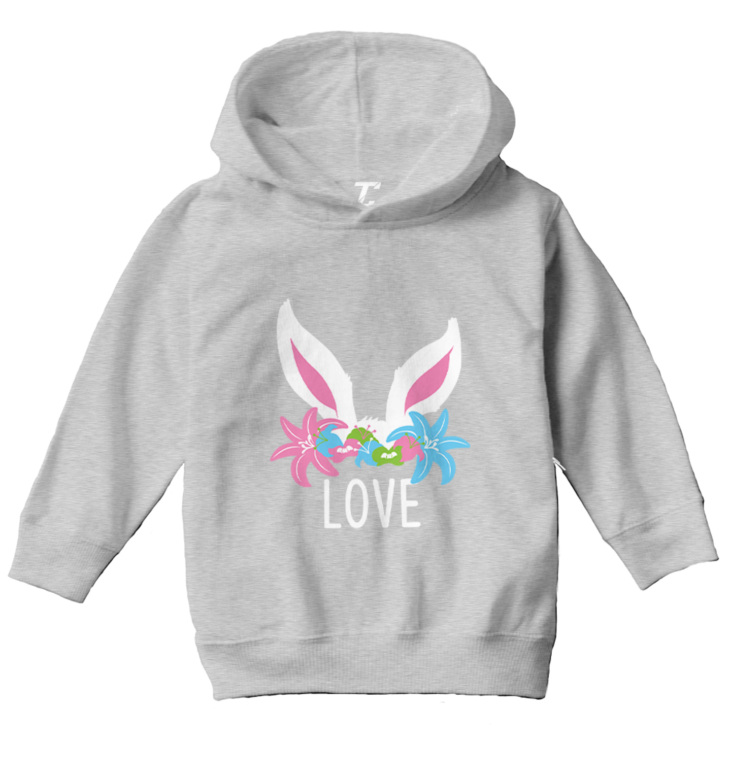 Love Bunny Ears - Easter Rabbit Cute Adorable Flowers Toddler/Youth Hoodie - Picture 6 of 12