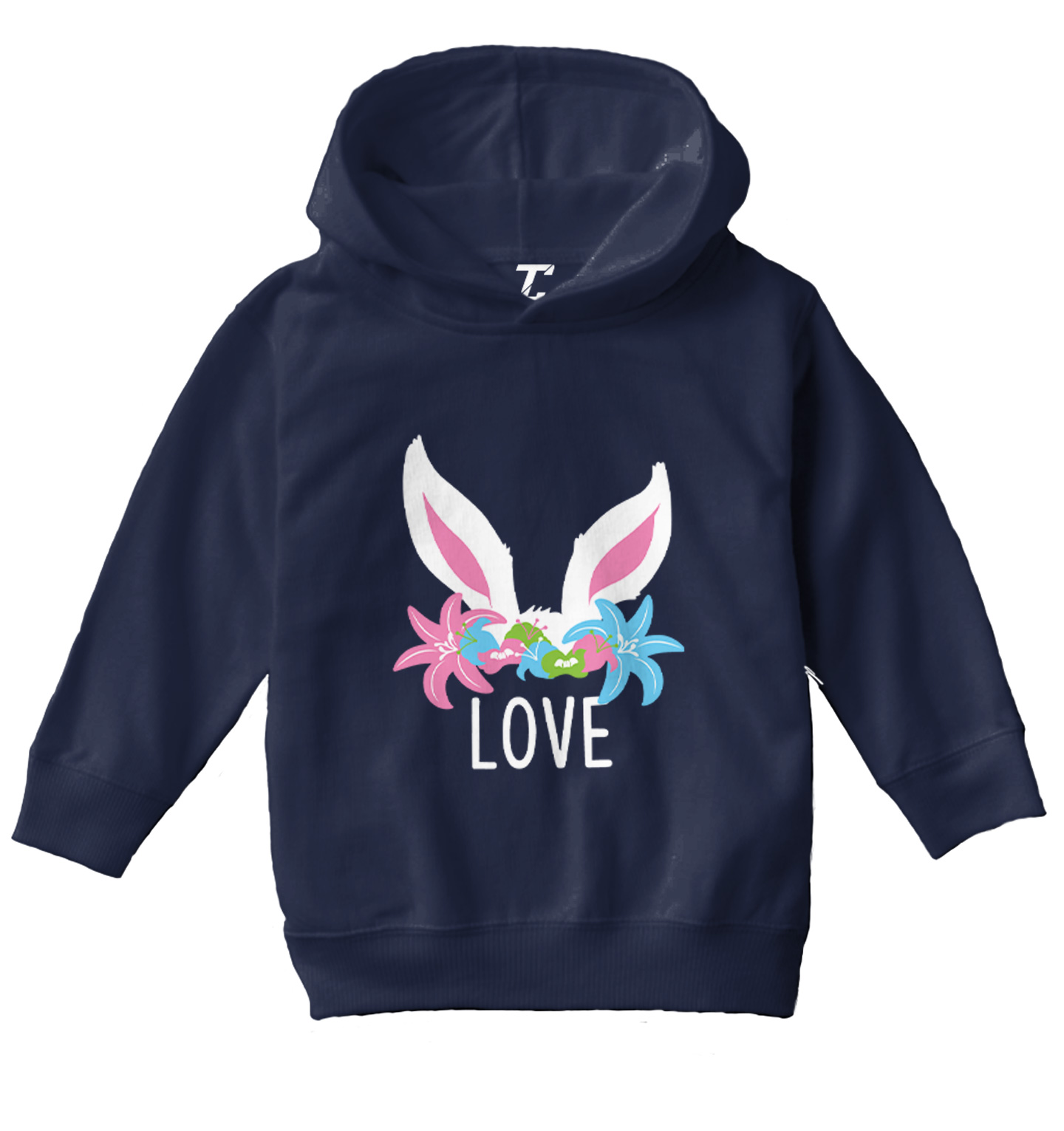 Love Bunny Ears - Easter Rabbit Cute Adorable Flowers Toddler/Youth Hoodie - Picture 7 of 12