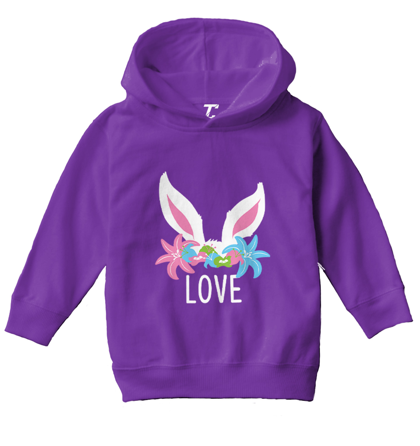 Love Bunny Ears - Easter Rabbit Cute Adorable Flowers Toddler/Youth Hoodie - Picture 9 of 12