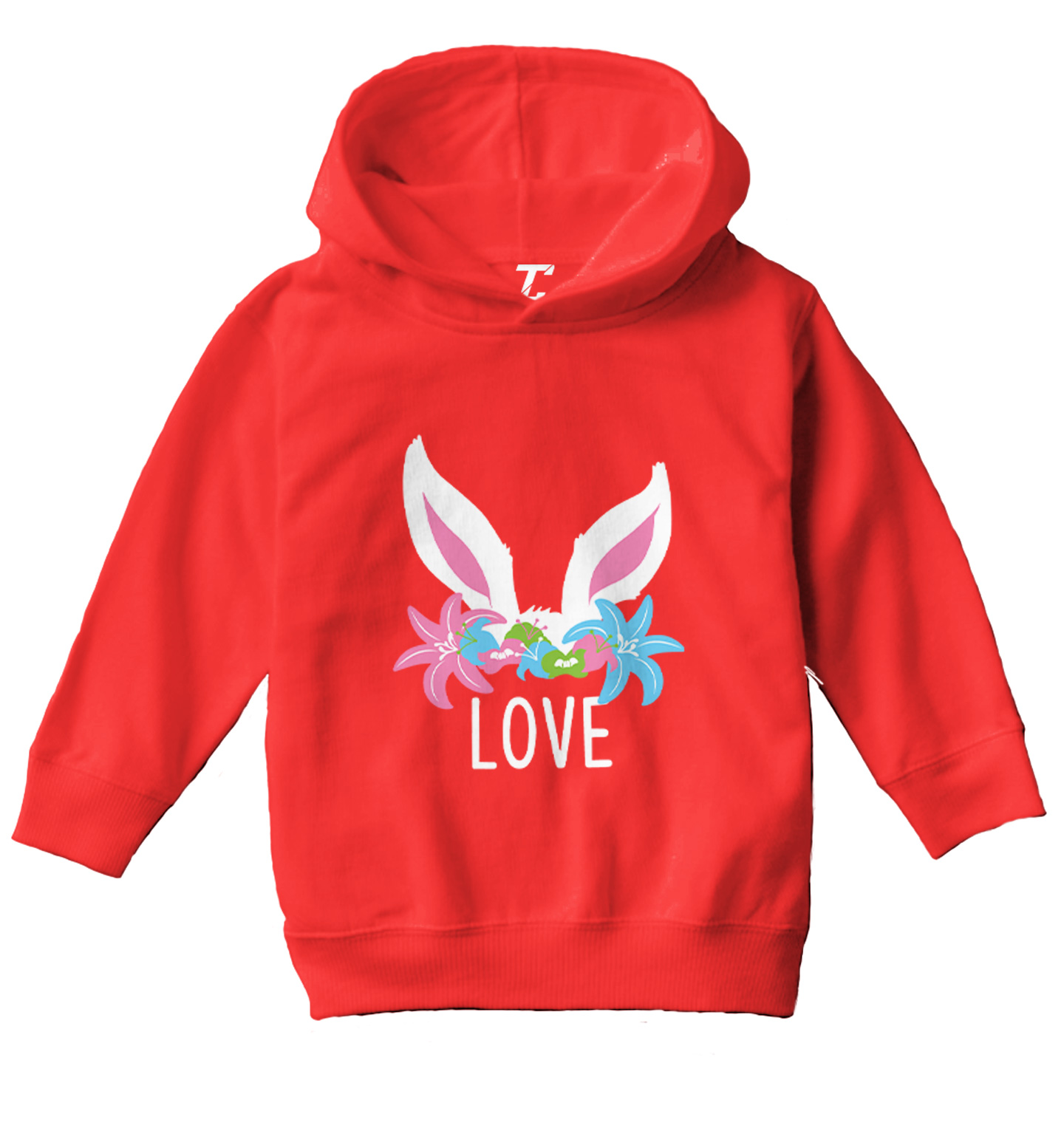 Love Bunny Ears - Easter Rabbit Cute Adorable Flowers Toddler/Youth Hoodie - Picture 10 of 12