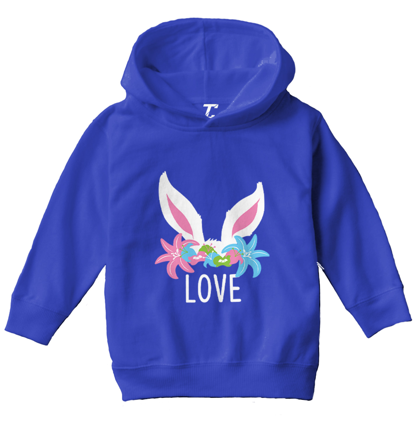 Love Bunny Ears - Easter Rabbit Cute Adorable Flowers Toddler/Youth Hoodie - Picture 11 of 12