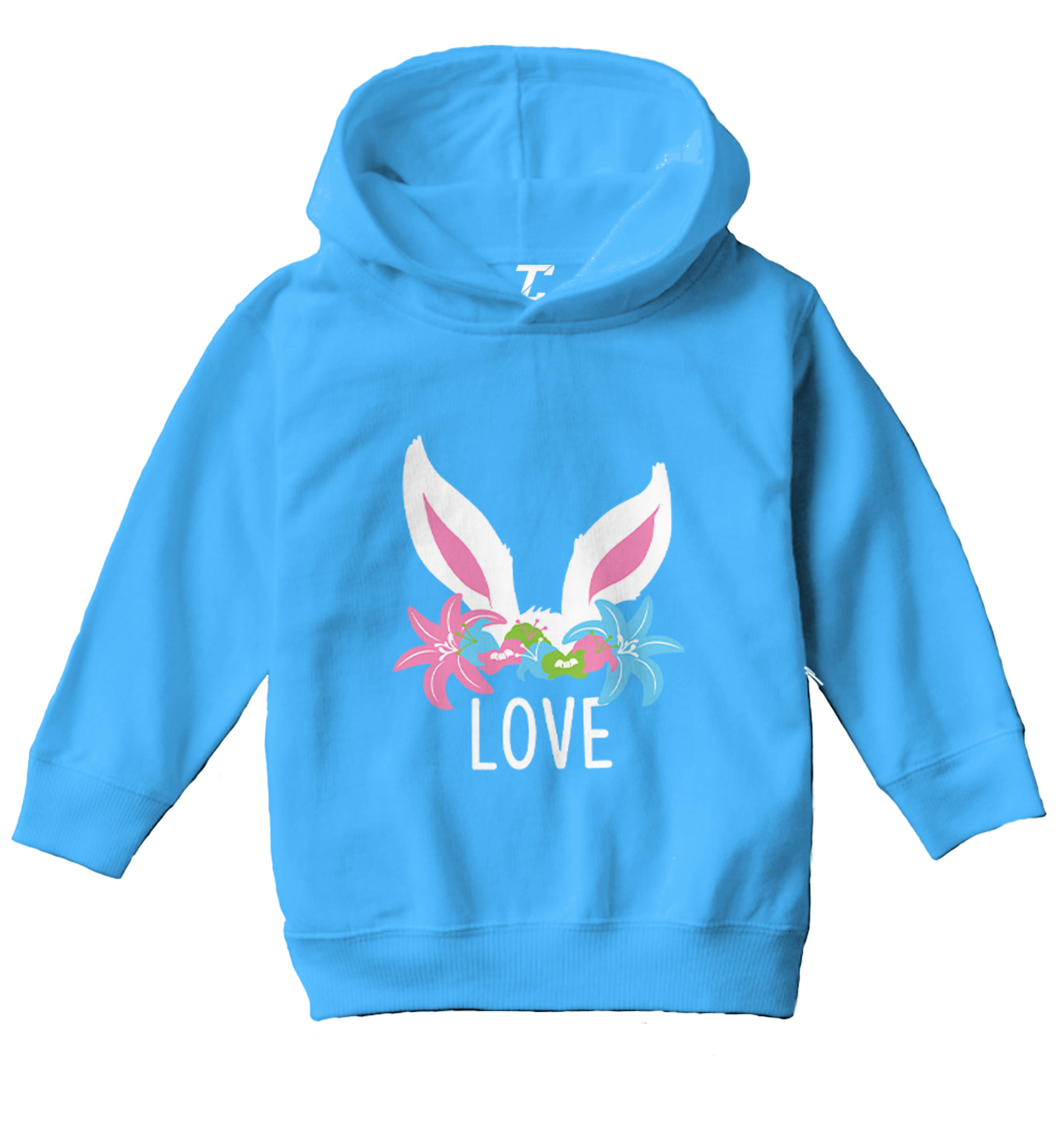 Love Bunny Ears - Easter Rabbit Cute Adorable Flowers Toddler/Youth Hoodie - Picture 12 of 12