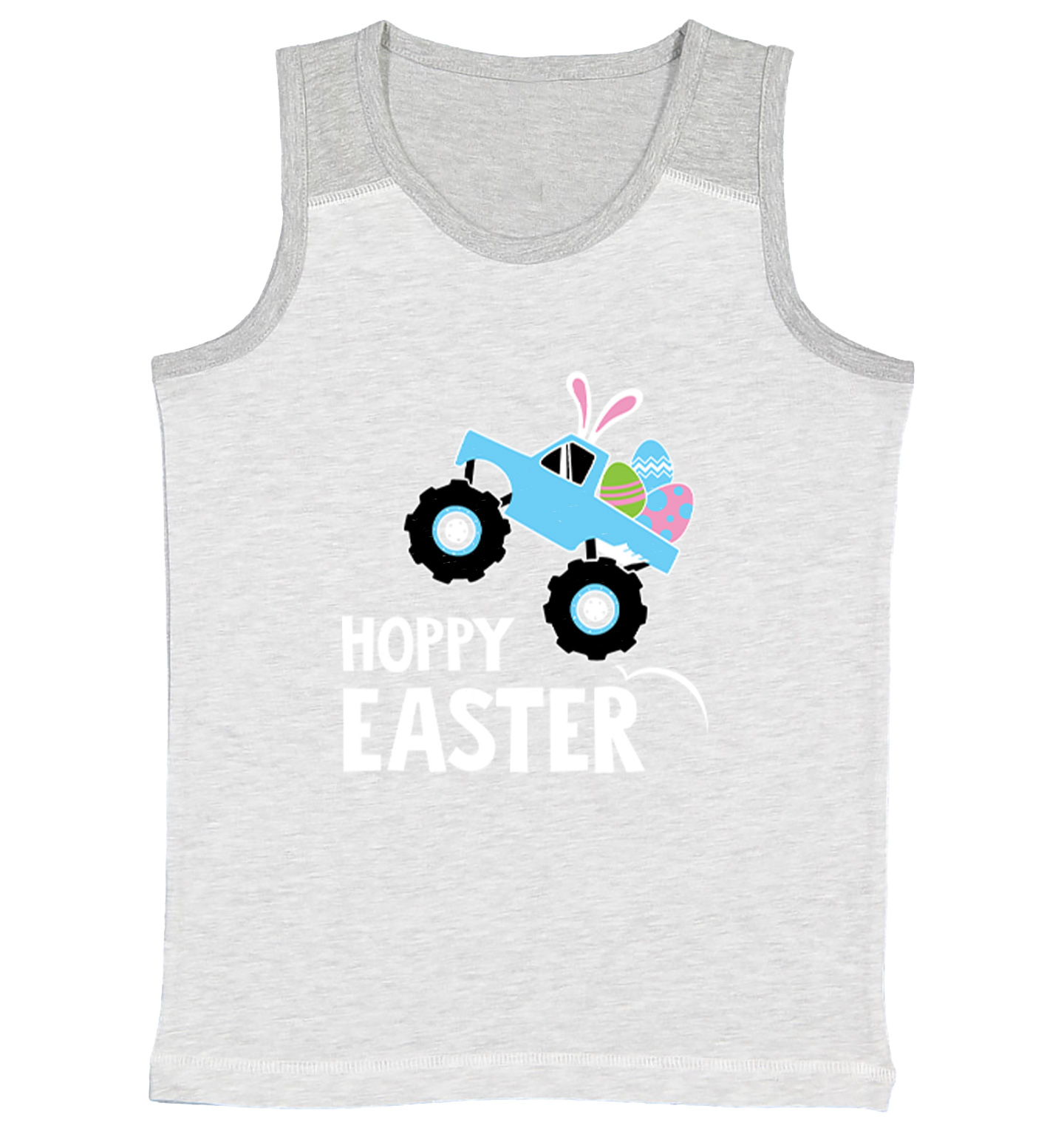 Hoppy Easter Monster Truck - Rabbit Bunny Eggs Youth Contrast Tank Top - Picture 5 of 7