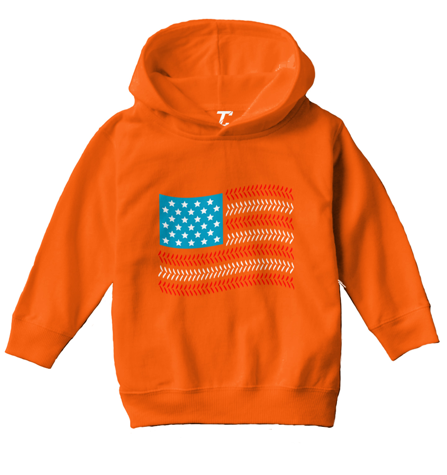 USA Flag With Baseball Seams - Sports Stars & Stripes Toddler/Youth Hoodie - Picture 8 of 12