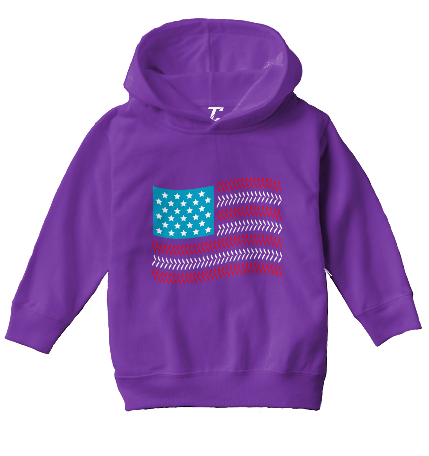 USA Flag With Baseball Seams - Sports Stars & Stripes Toddler/Youth Hoodie - Picture 9 of 12