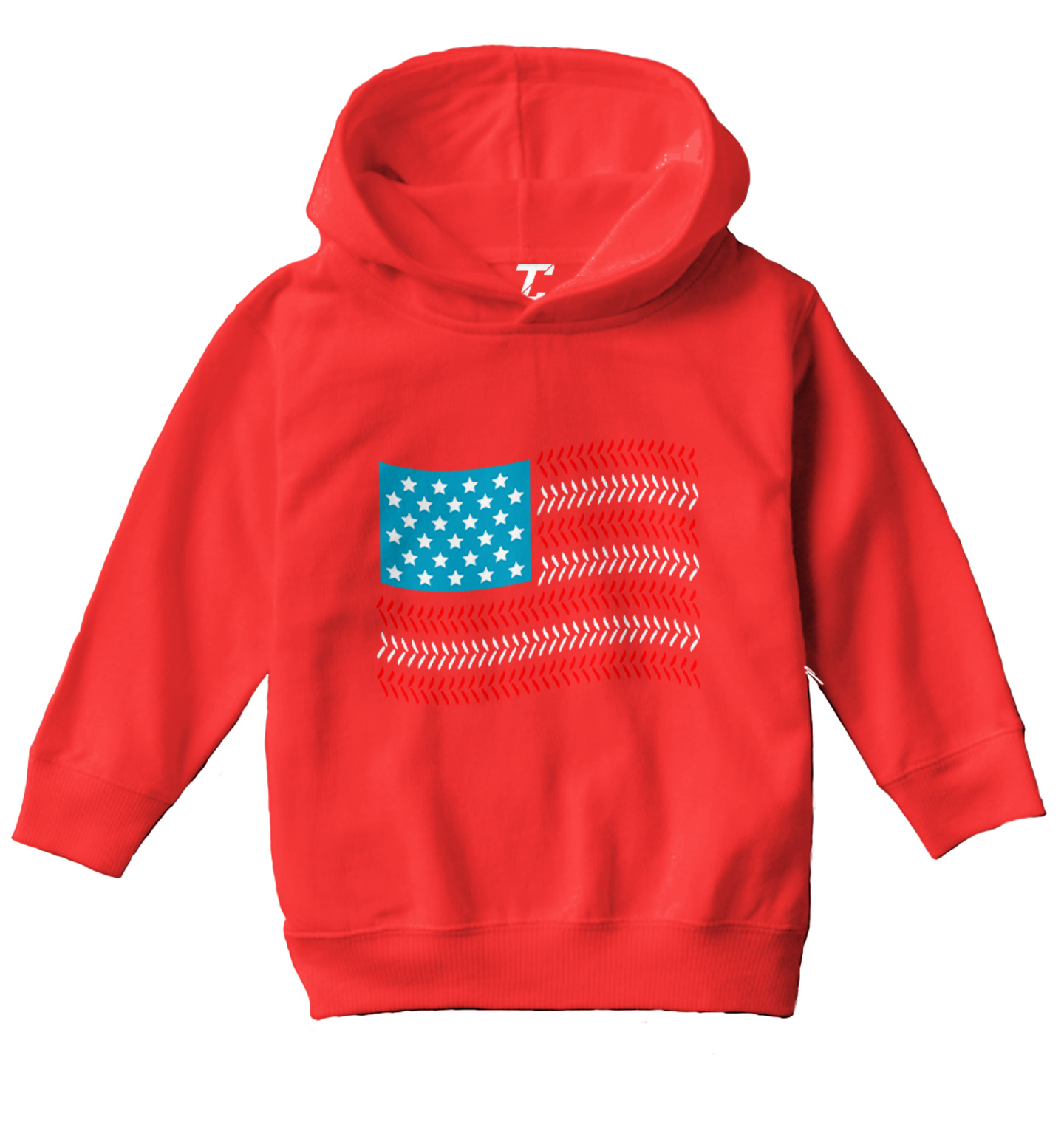 USA Flag With Baseball Seams - Sports Stars & Stripes Toddler/Youth Hoodie - Picture 10 of 12
