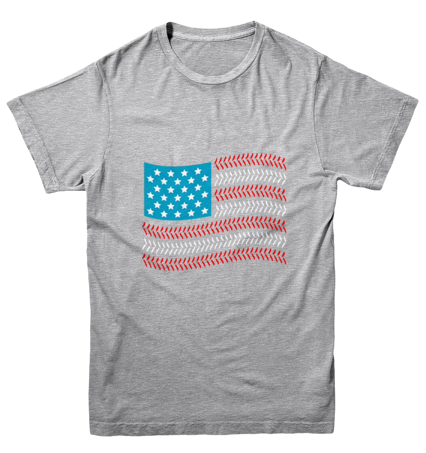 USA Flag With Baseball Seams - Sports Stars & Stripes Youth T-Shirt - Picture 6 of 20