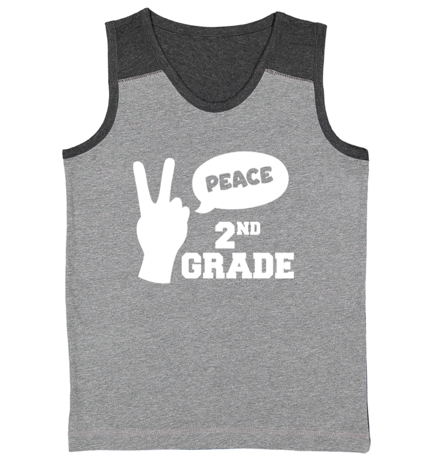 Peace Second Grade - Peace Sign Graduation Celebration Youth Contrast Tank Top - Picture 3 of 7