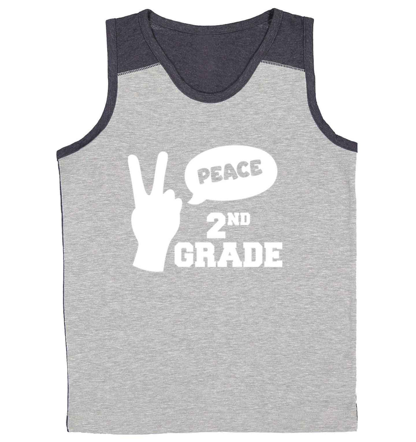 Peace Second Grade - Peace Sign Graduation Celebration Youth Contrast Tank Top - Picture 6 of 7
