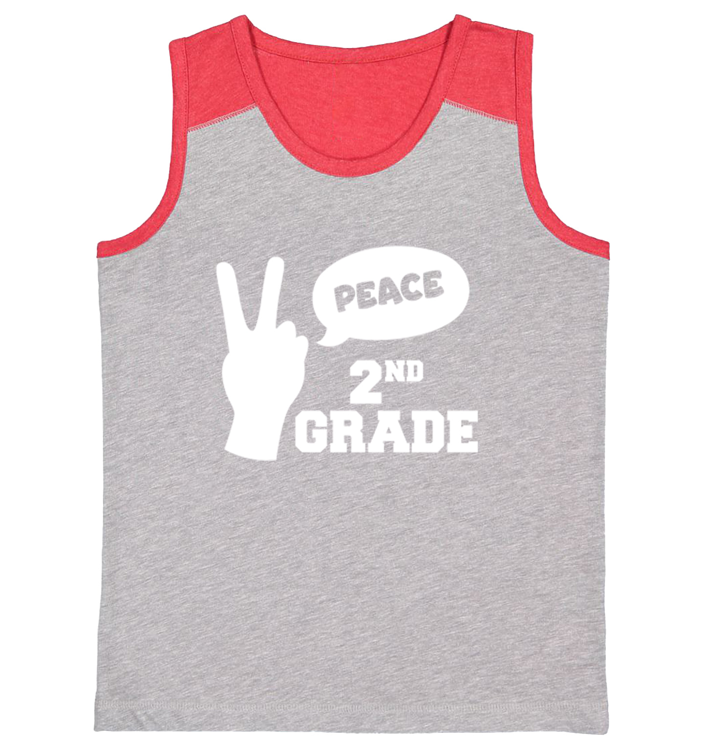 Peace Second Grade - Peace Sign Graduation Celebration Youth Contrast Tank Top - Picture 7 of 7