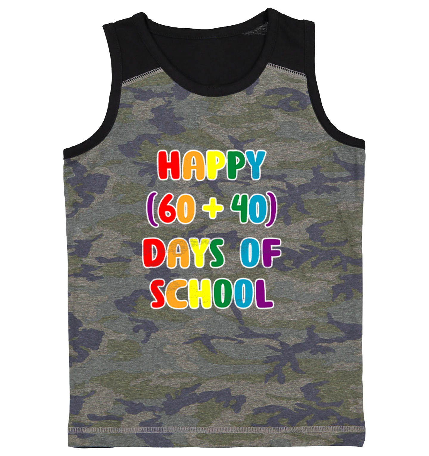 Happy (60+40) Days Of School – Milestone Math Student Youth Contrast Tank Top