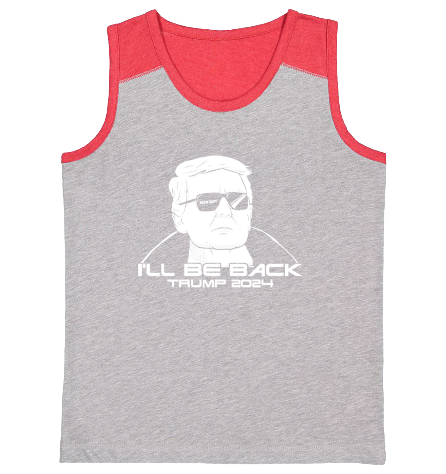 Trumpinator I'll Be Back - Movie Buff Parody President Youth Contrast Tank Top - Picture 7 of 7