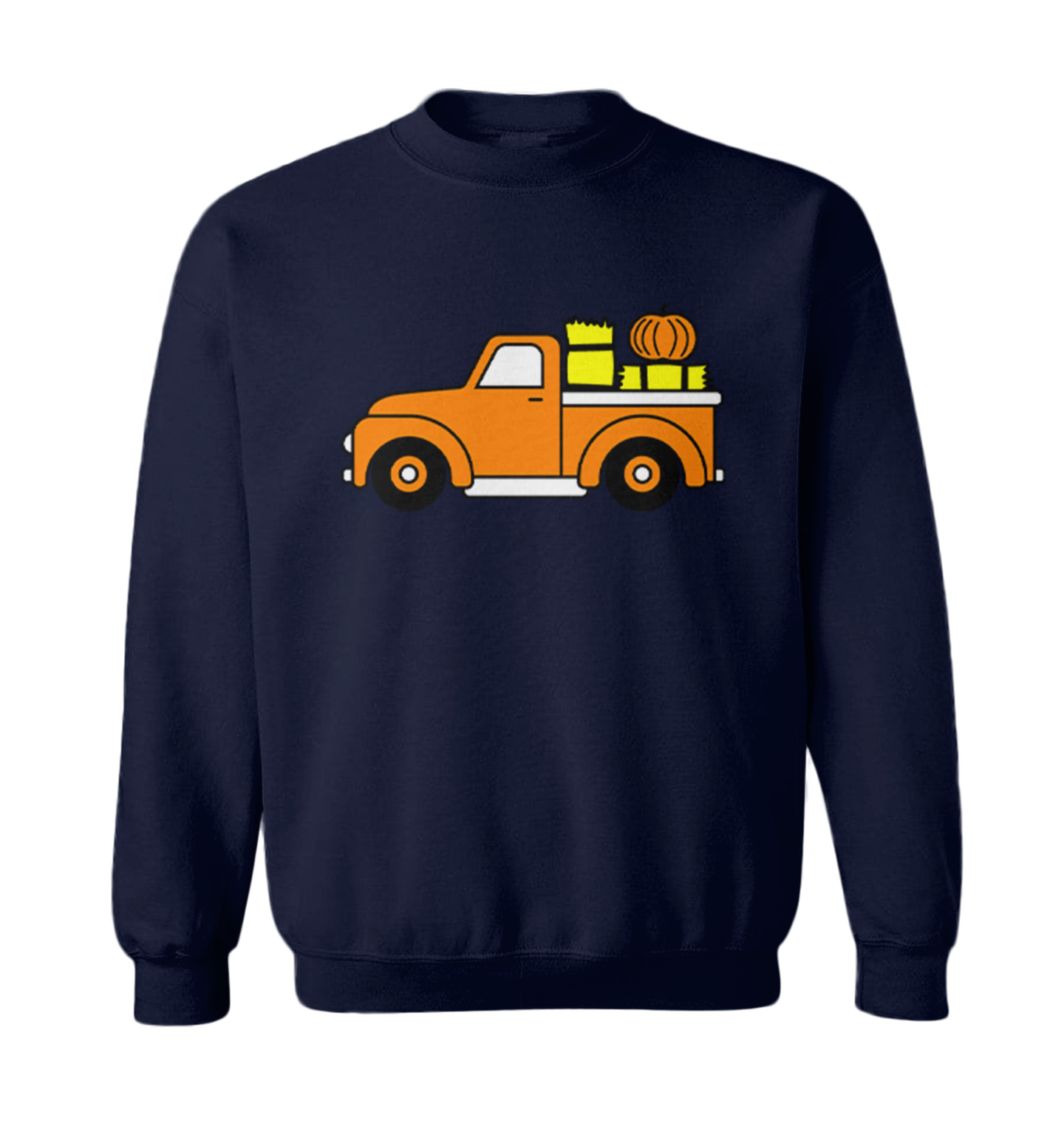 Fall Pickup Truck - Hay Ride Pumpkins Festive Halloween Toddler Crewneck Sweater - Picture 5 of 8