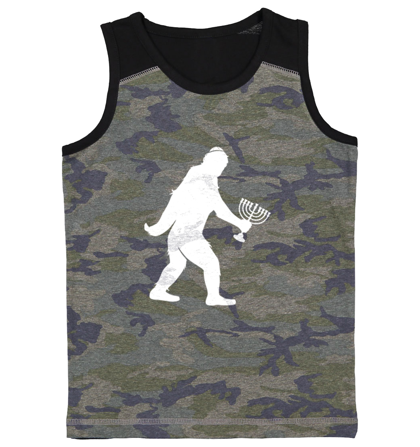 Jewish Bigfoot - Sasquatch Judaism Hanukkah Holiday Youth Contrast Tank Top - Picture 2 of 7