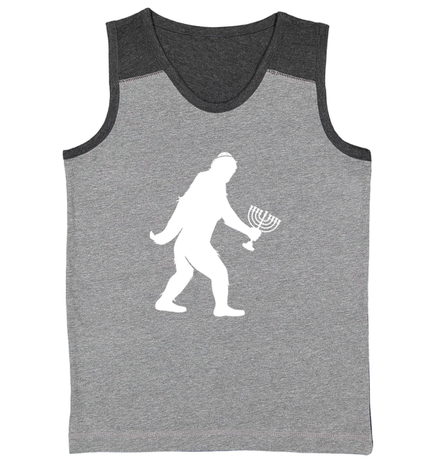 Jewish Bigfoot - Sasquatch Judaism Hanukkah Holiday Youth Contrast Tank Top - Picture 3 of 7