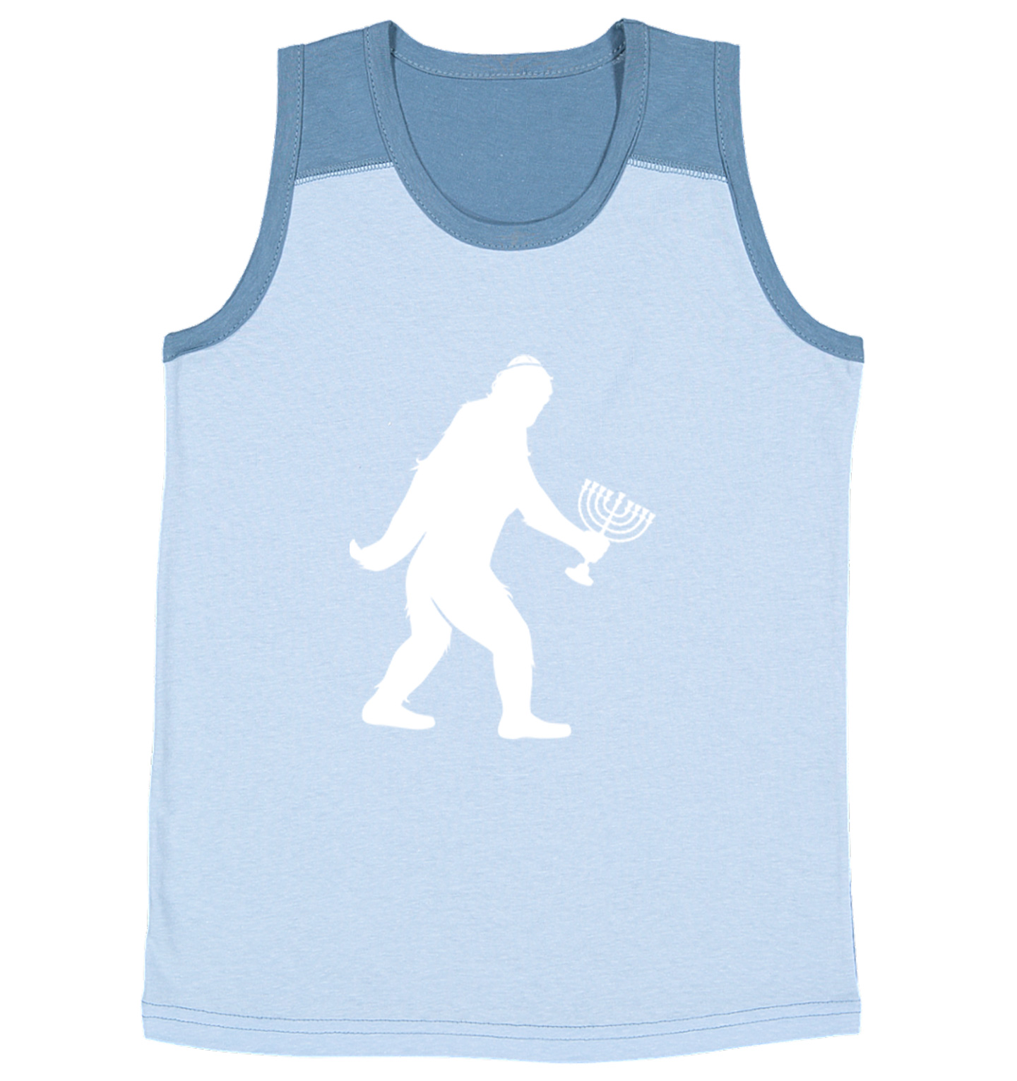 Jewish Bigfoot - Sasquatch Judaism Hanukkah Holiday Youth Contrast Tank Top - Picture 4 of 7