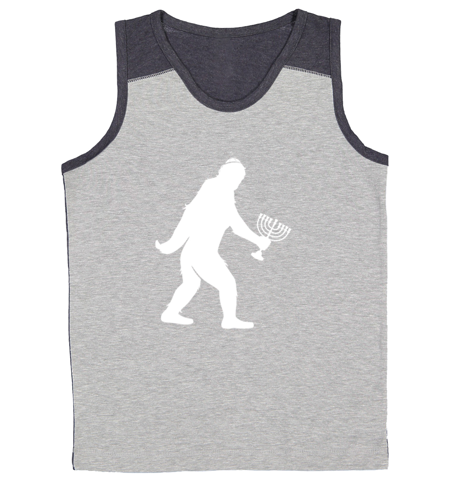 Jewish Bigfoot - Sasquatch Judaism Hanukkah Holiday Youth Contrast Tank Top - Picture 6 of 7