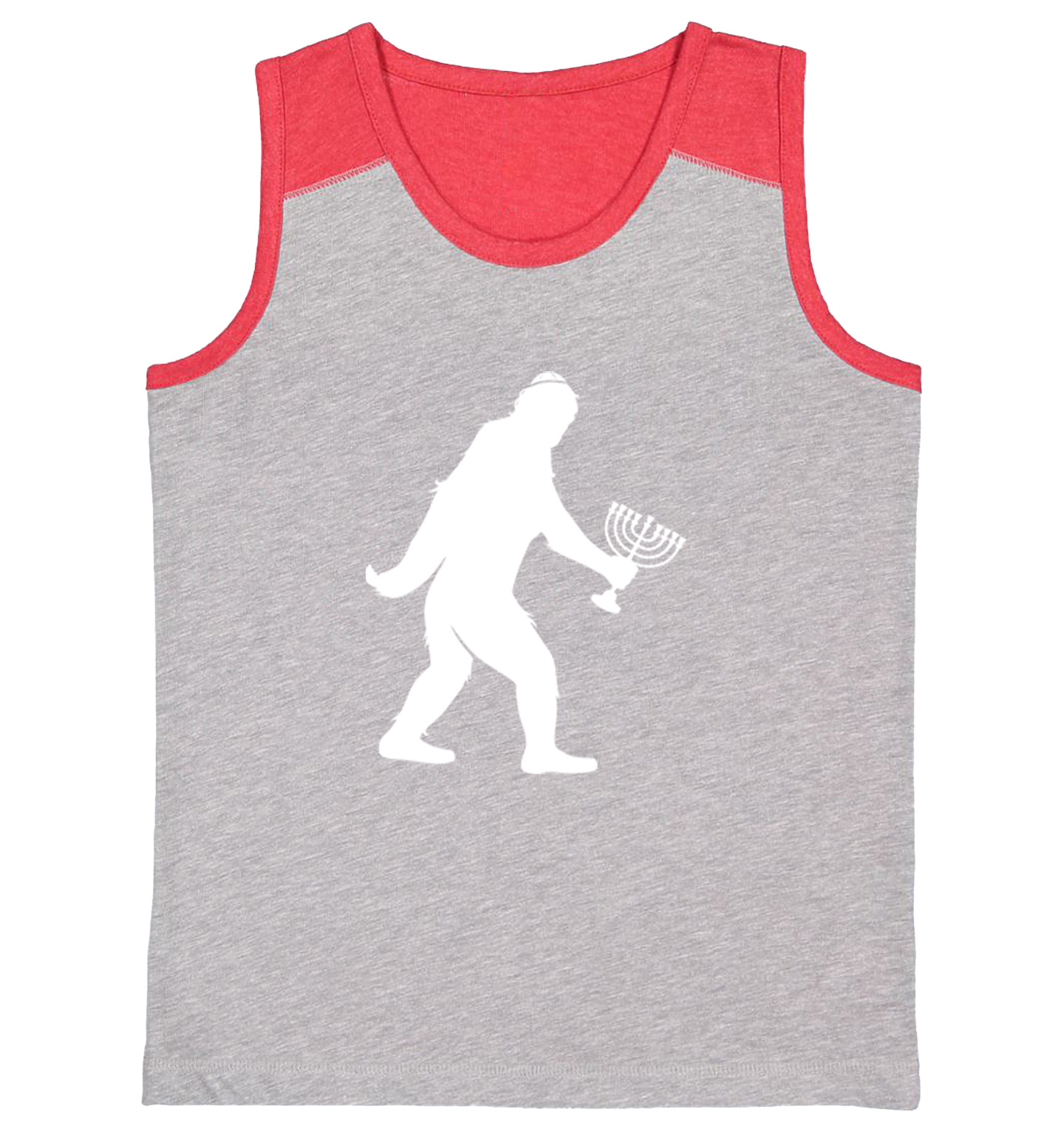 Jewish Bigfoot - Sasquatch Judaism Hanukkah Holiday Youth Contrast Tank Top - Picture 7 of 7