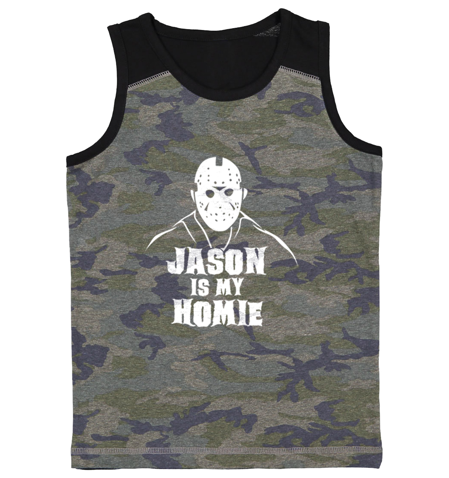 Jason Is My Homie - Halloween Mask Horror Movie Youth Contrast Tank Top - Picture 2 of 7