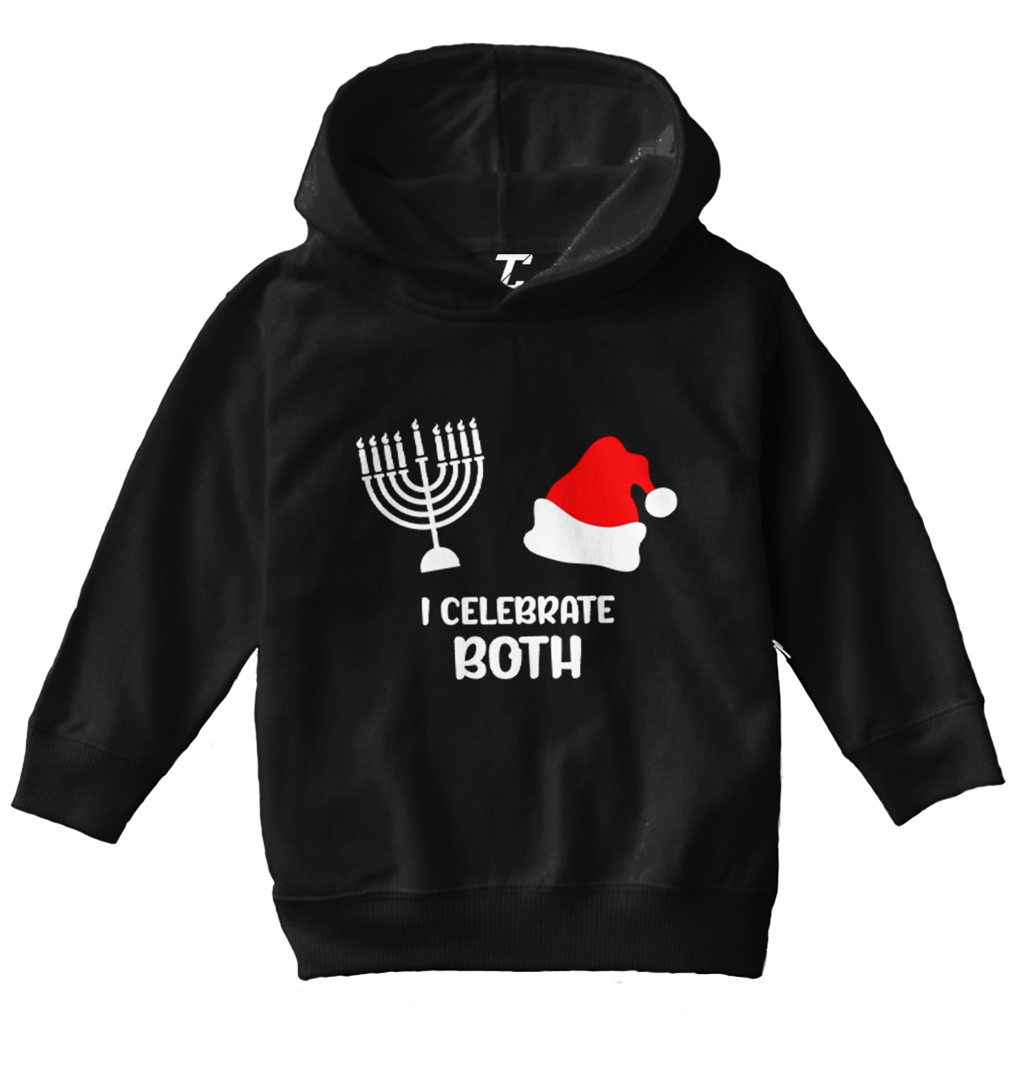 I Celebrate Both - Santa Christmas Hanukkah Holiday Toddler/Youth Hoodie - Picture 2 of 12