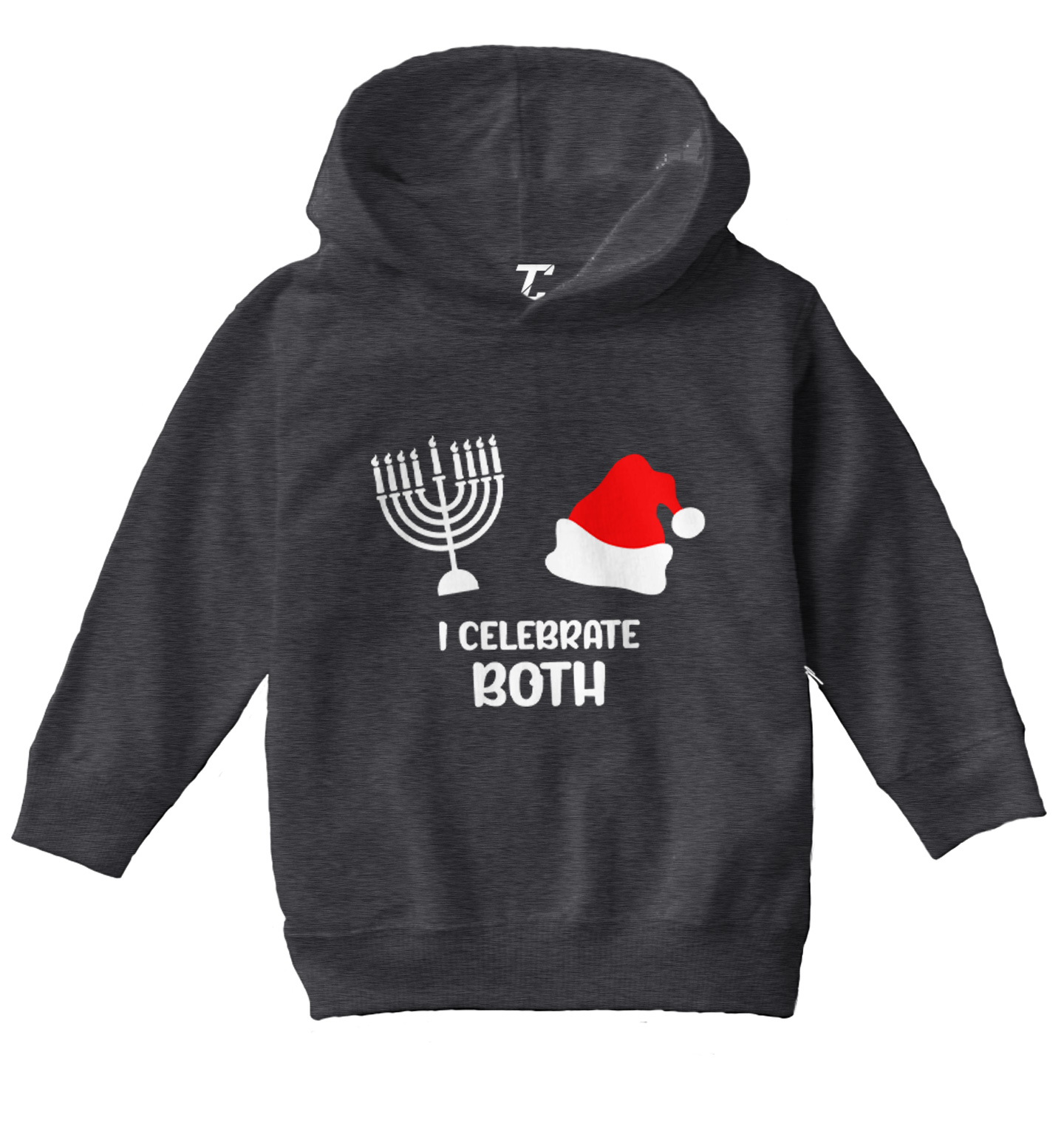 I Celebrate Both - Santa Christmas Hanukkah Holiday Toddler/Youth Hoodie - Picture 3 of 12