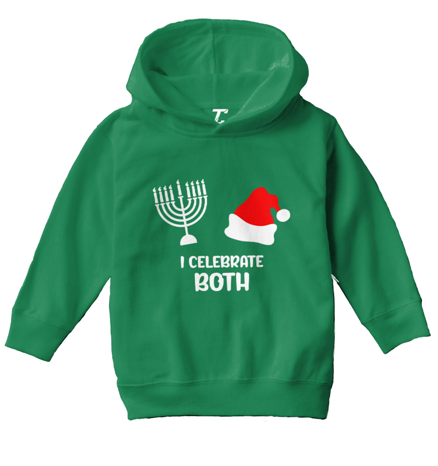 I Celebrate Both - Santa Christmas Hanukkah Holiday Toddler/Youth Hoodie - Picture 5 of 12