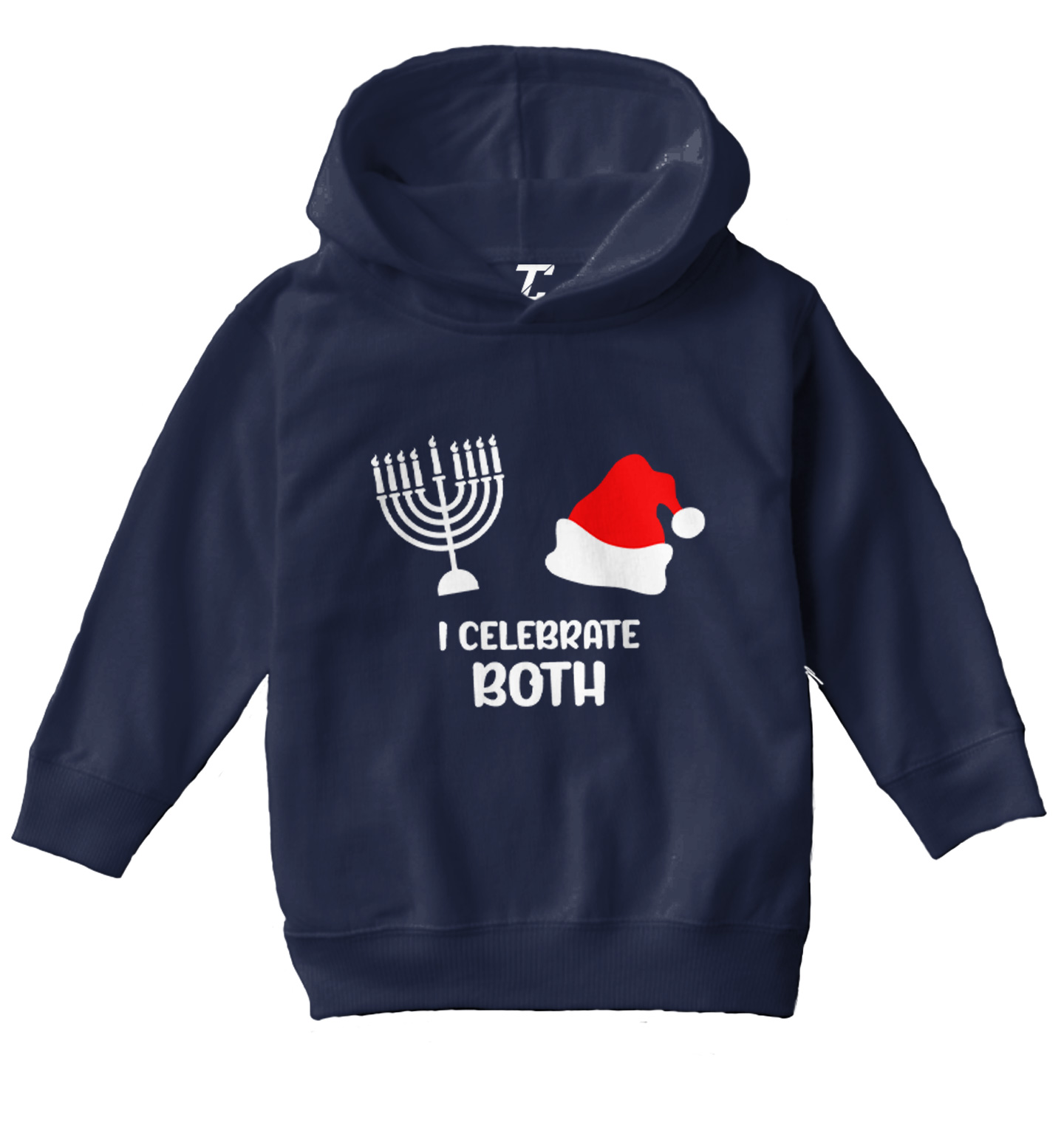 I Celebrate Both - Santa Christmas Hanukkah Holiday Toddler/Youth Hoodie - Picture 7 of 12