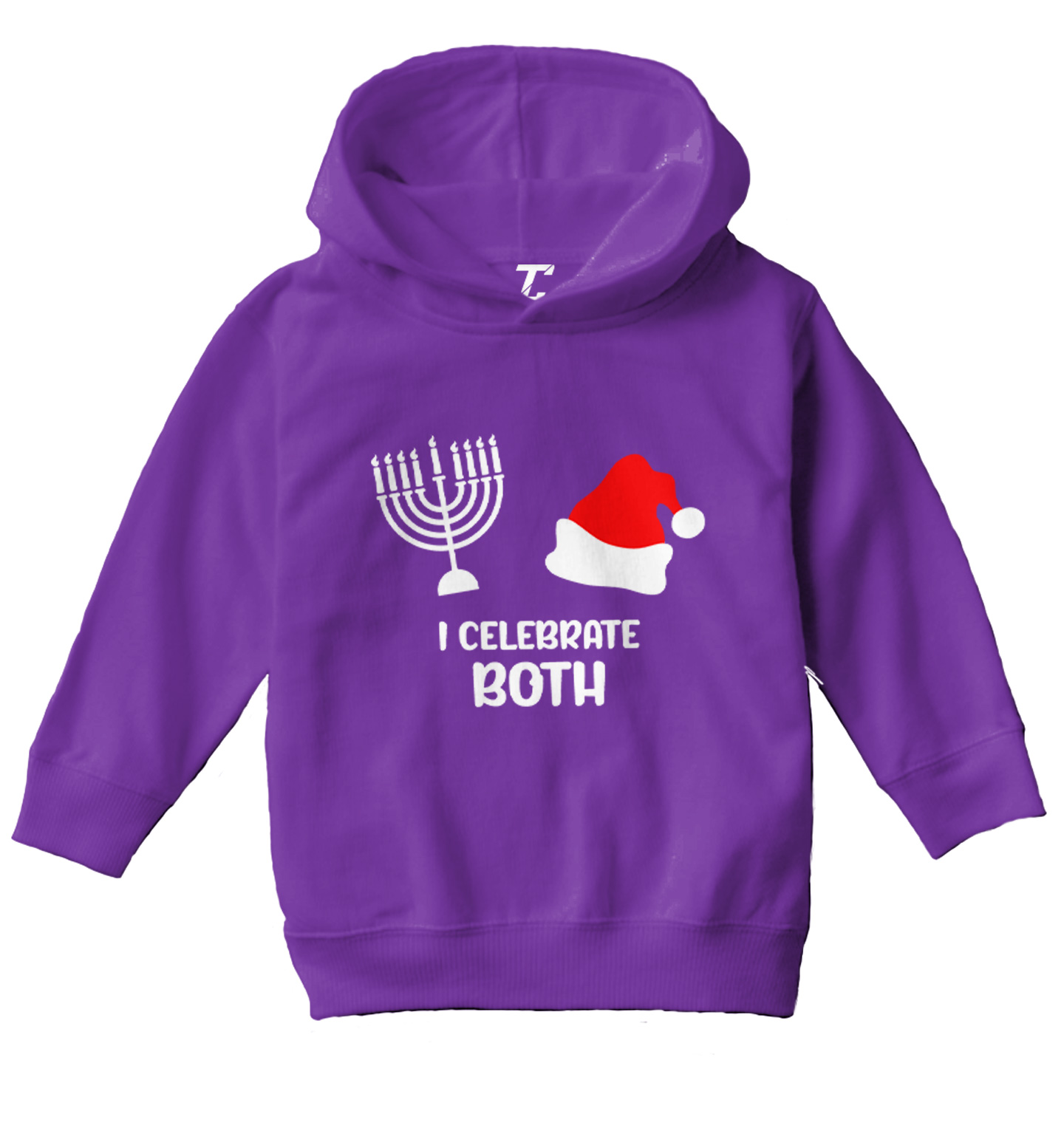 I Celebrate Both - Santa Christmas Hanukkah Holiday Toddler/Youth Hoodie - Picture 9 of 12