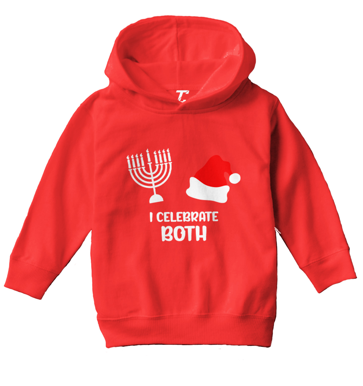 I Celebrate Both - Santa Christmas Hanukkah Holiday Toddler/Youth Hoodie - Picture 10 of 12