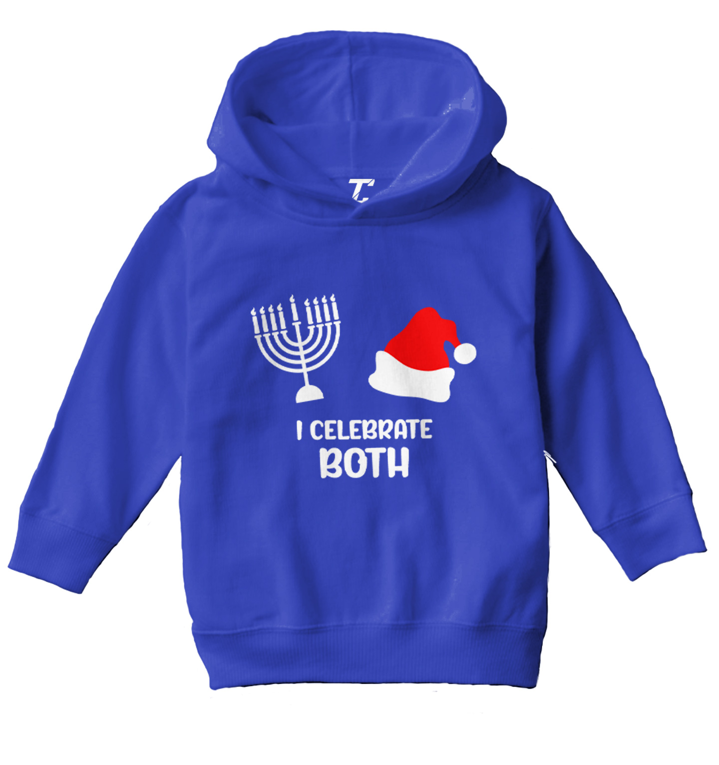 I Celebrate Both - Santa Christmas Hanukkah Holiday Toddler/Youth Hoodie - Picture 11 of 12