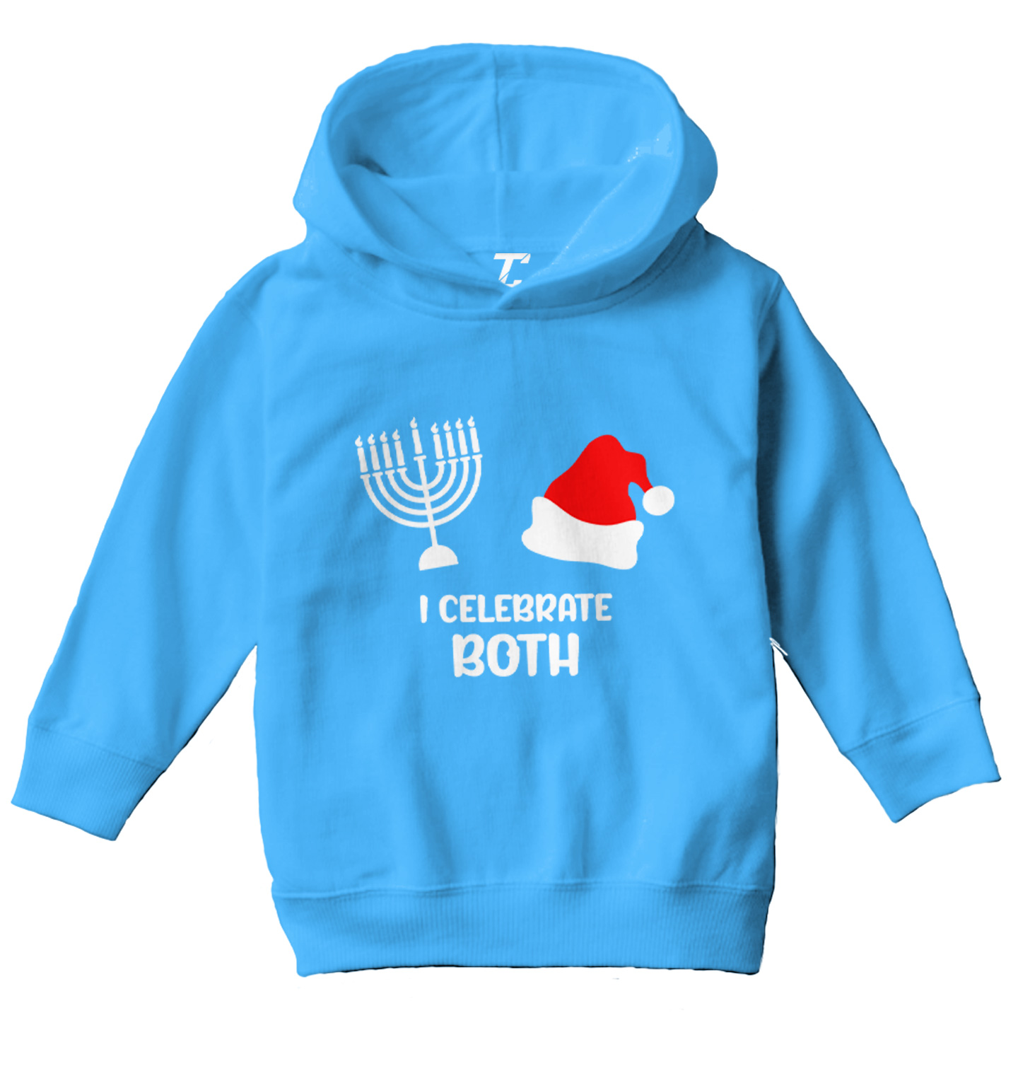 I Celebrate Both - Santa Christmas Hanukkah Holiday Toddler/Youth Hoodie - Picture 12 of 12