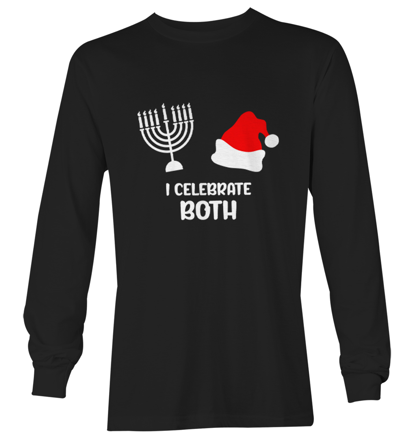 I Celebrate Both - Santa Christmas Hanukkah Holiday Youth T-Shirt - Picture 13 of 20
