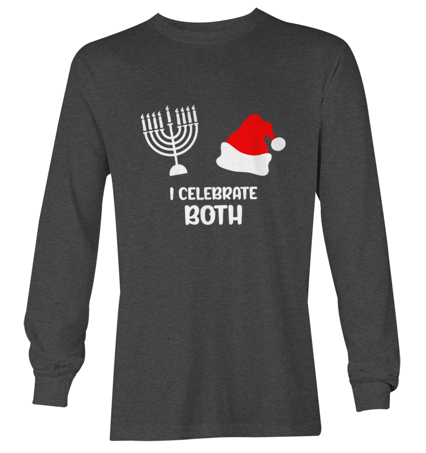 I Celebrate Both - Santa Christmas Hanukkah Holiday Youth T-Shirt - Picture 14 of 20
