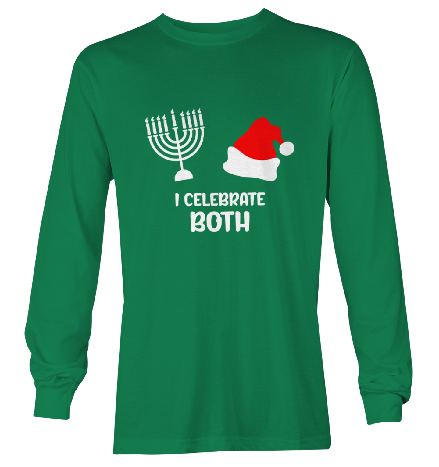 I Celebrate Both - Santa Christmas Hanukkah Holiday Youth T-Shirt - Picture 15 of 20