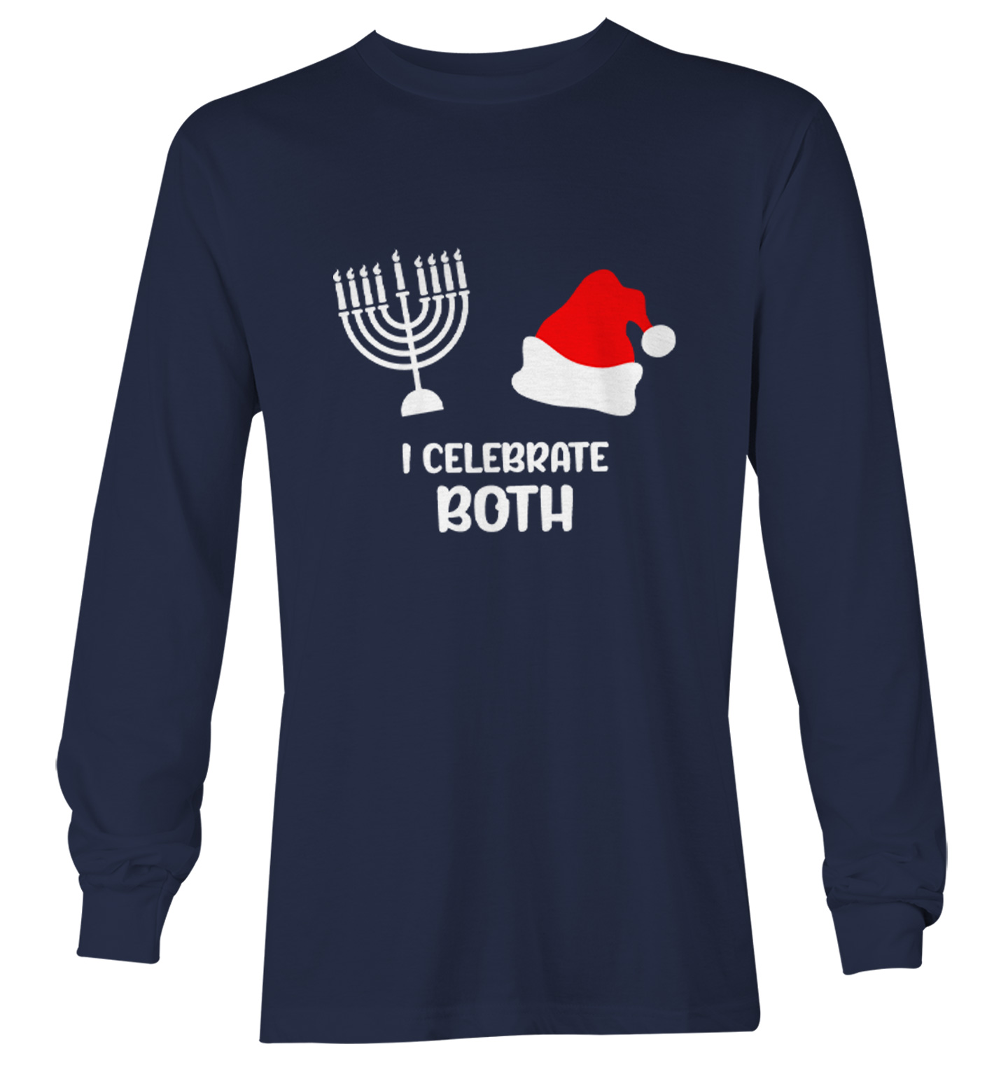 I Celebrate Both - Santa Christmas Hanukkah Holiday Youth T-Shirt - Picture 17 of 20