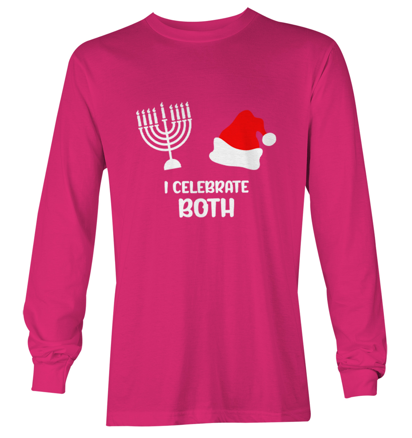 I Celebrate Both - Santa Christmas Hanukkah Holiday Youth T-Shirt - Picture 18 of 20