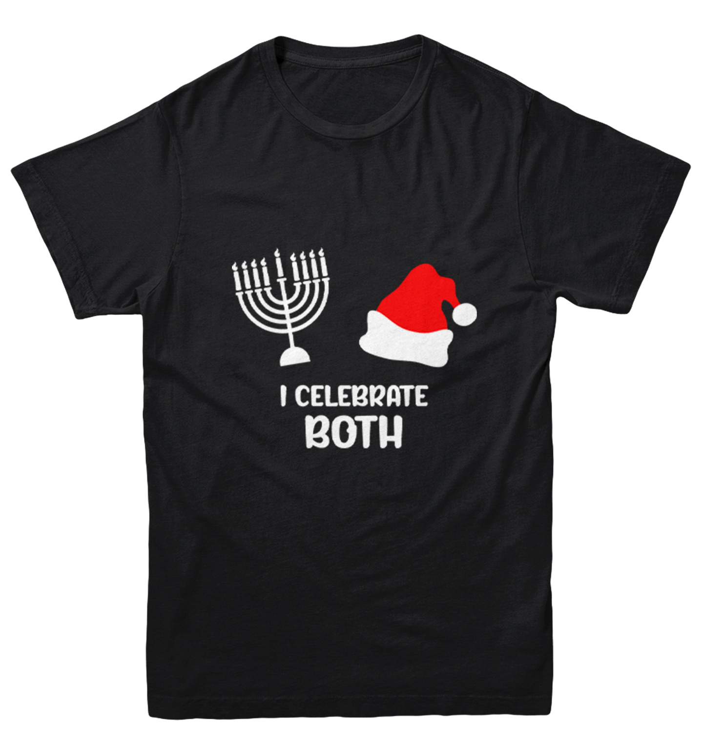 I Celebrate Both - Santa Christmas Hanukkah Holiday Youth T-Shirt - Picture 2 of 20