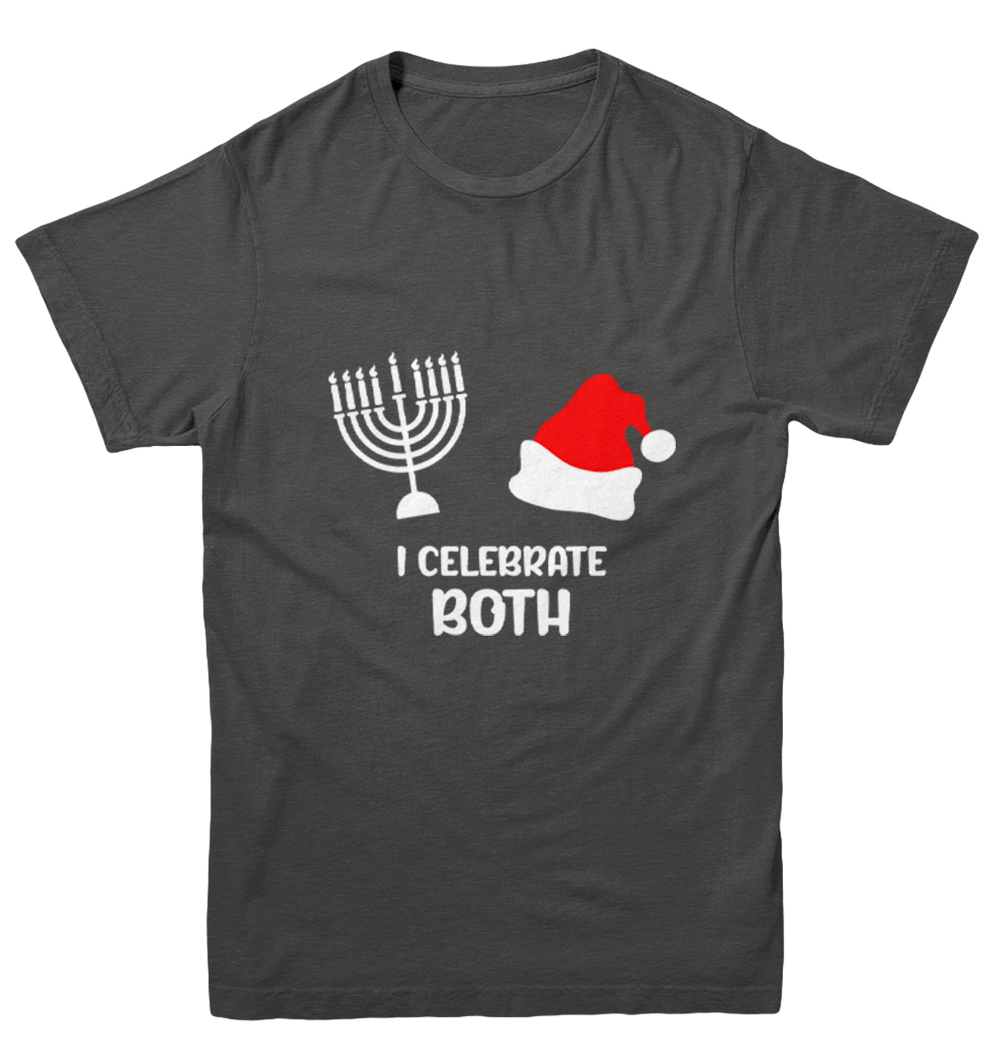 I Celebrate Both - Santa Christmas Hanukkah Holiday Youth T-Shirt - Picture 3 of 20