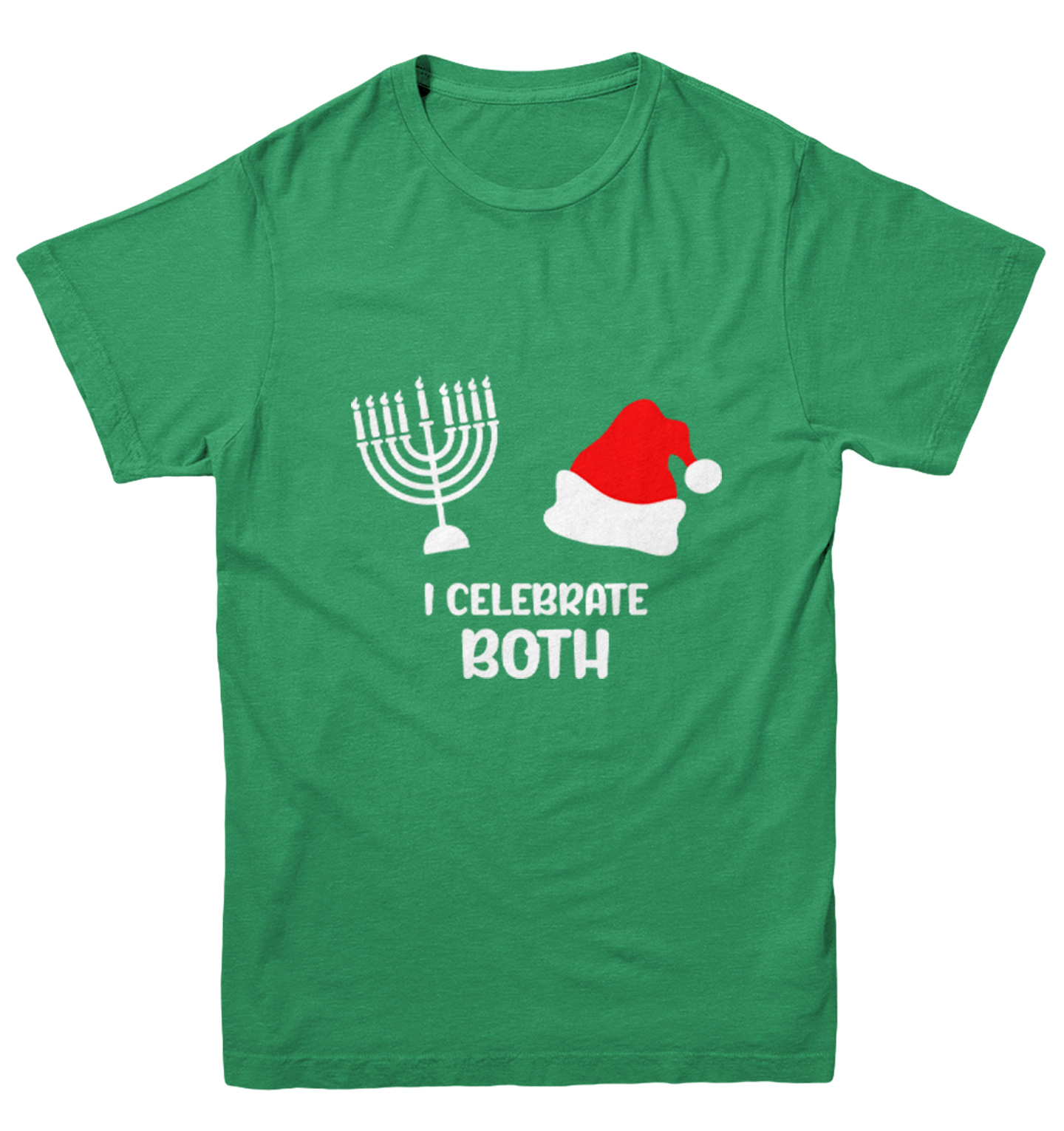 I Celebrate Both - Santa Christmas Hanukkah Holiday Youth T-Shirt - Picture 4 of 20
