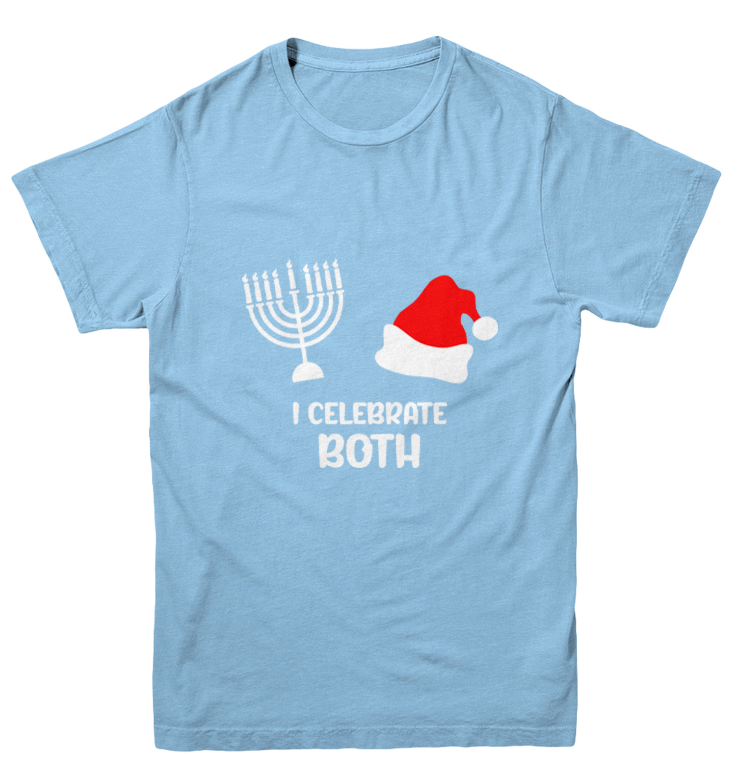 I Celebrate Both - Santa Christmas Hanukkah Holiday Youth T-Shirt - Picture 5 of 20