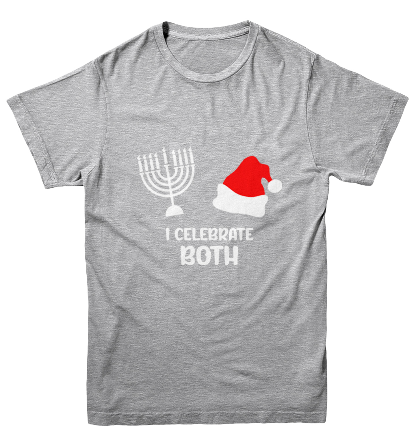 I Celebrate Both - Santa Christmas Hanukkah Holiday Youth T-Shirt - Picture 6 of 20