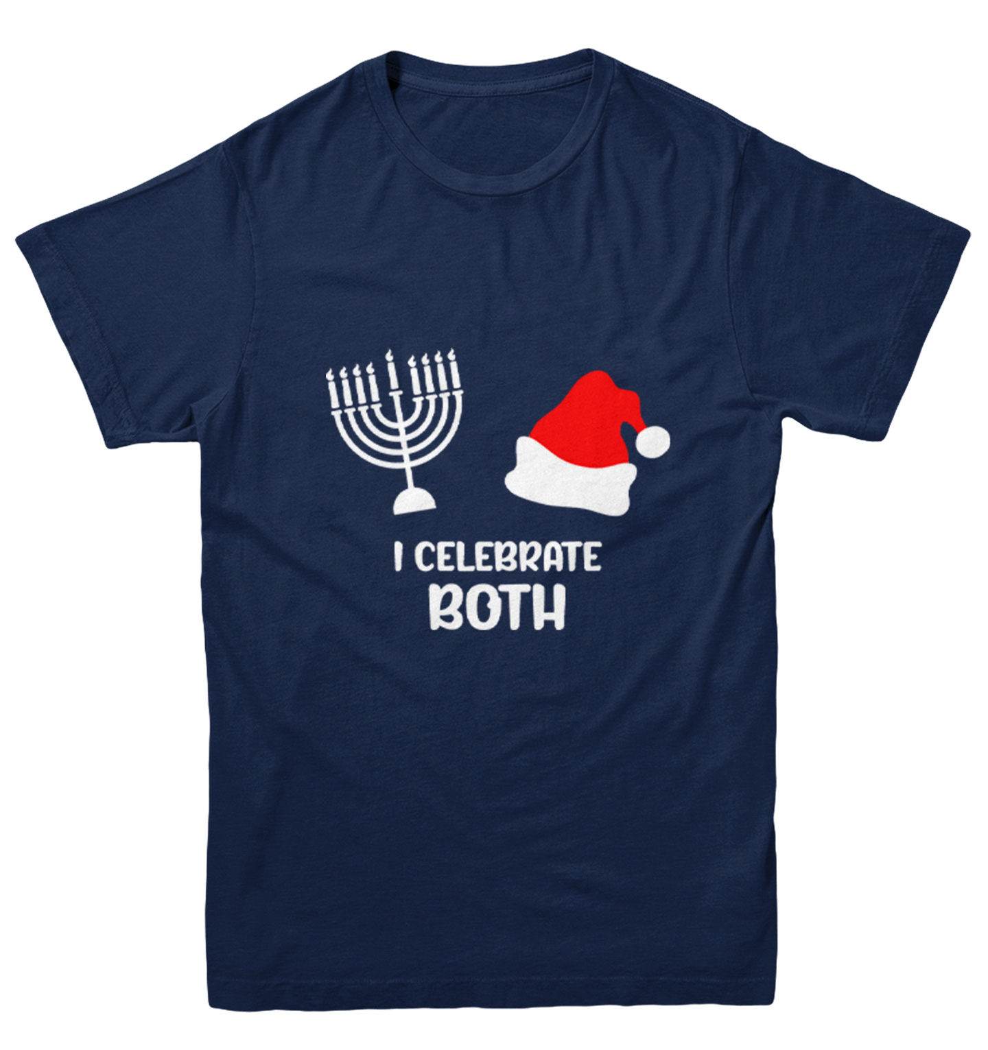 I Celebrate Both - Santa Christmas Hanukkah Holiday Youth T-Shirt - Picture 7 of 20