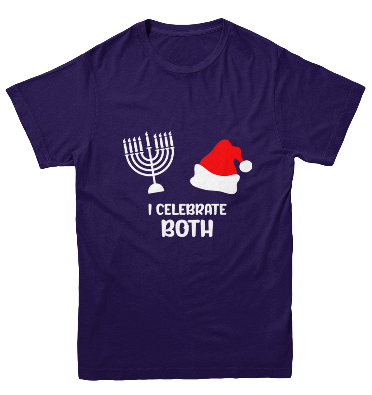 I Celebrate Both - Santa Christmas Hanukkah Holiday Youth T-Shirt - Picture 10 of 20
