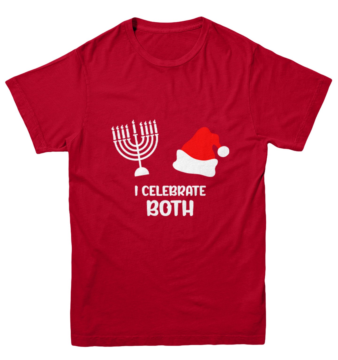 I Celebrate Both - Santa Christmas Hanukkah Holiday Youth T-Shirt - Picture 11 of 20