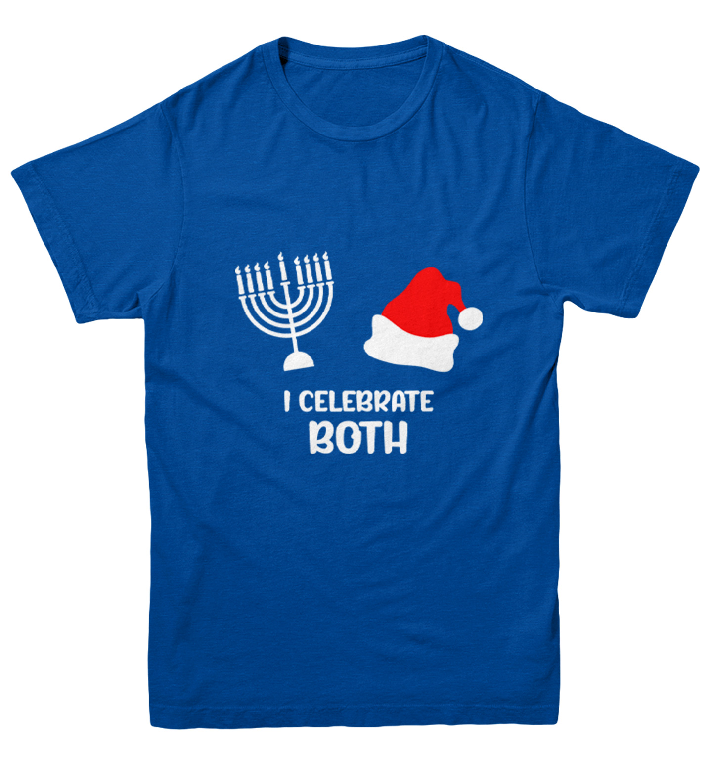 I Celebrate Both - Santa Christmas Hanukkah Holiday Youth T-Shirt - Picture 12 of 20